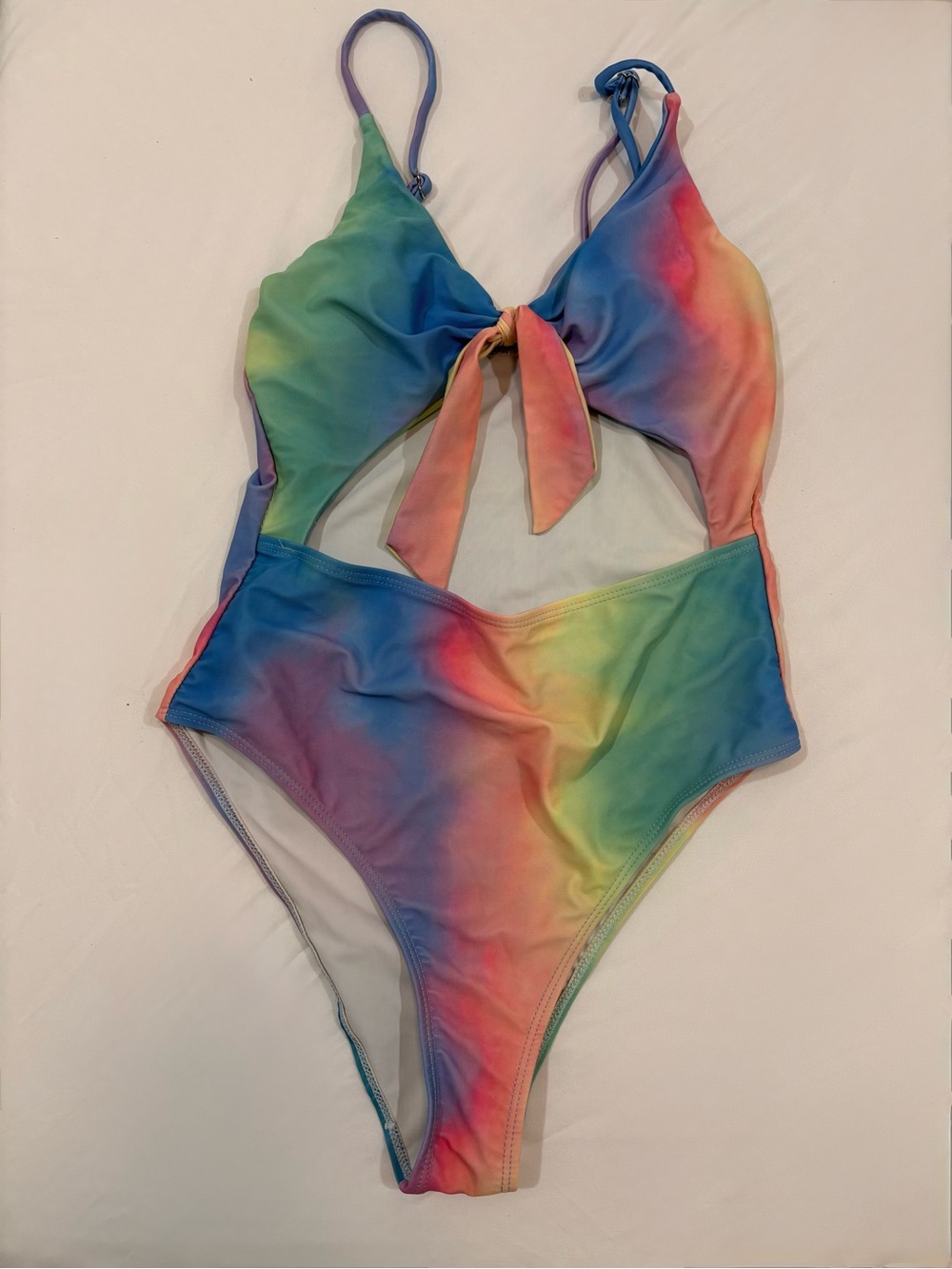 SHEIN Rainbow Tie-Front One-Piece Swimsuit Size S - Used
